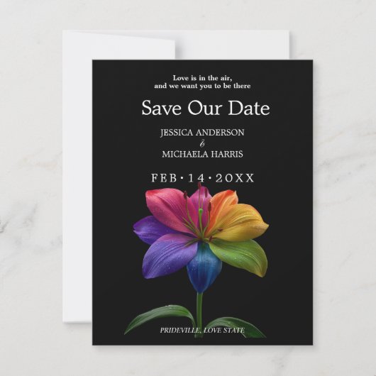 🌈 Rainbow Lily Save the Date — Photo Back (Vorderseite)