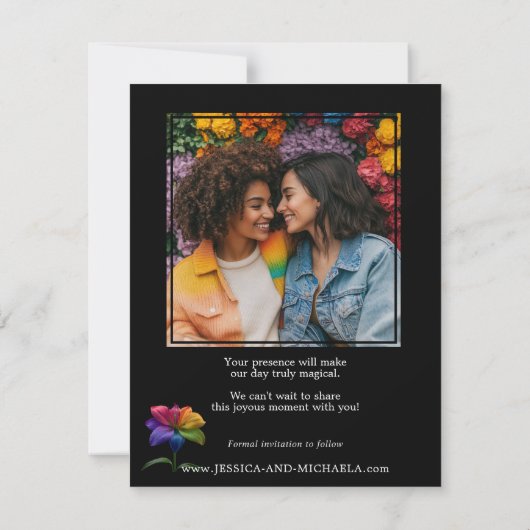 🌈 Rainbow Lily Save the Date — Photo Back (Rückseite)