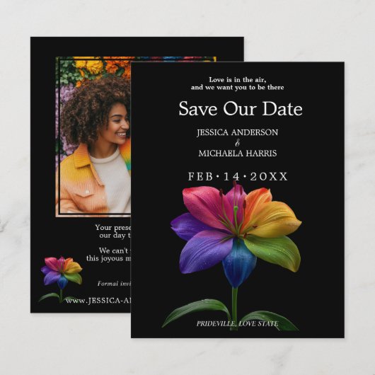 🌈 Rainbow Lily Save the Date — Photo Back (Vorne/Hinten)