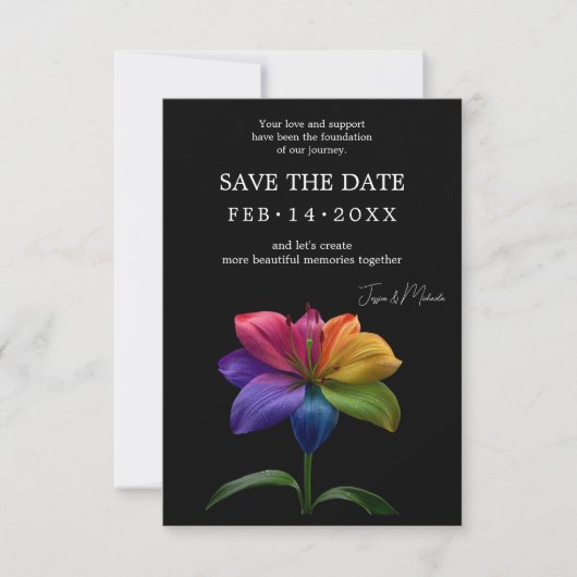 🌈 Rainbow Lily Save the Date — QR Update (Vorderseite)