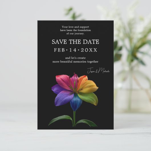 🌈 Rainbow Lily Save the Date — QR Update (Stehend Vorderseite)