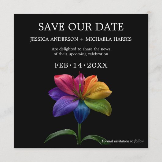 🌈 Rainbow Lily Save the Date — Square (Vorderseite)