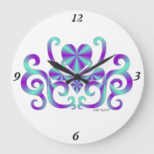 Rainbow Lily und Heart Große Wanduhr