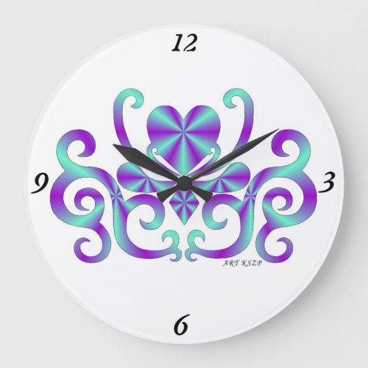 Rainbow Lily und Heart Große Wanduhr (Vorderseite)