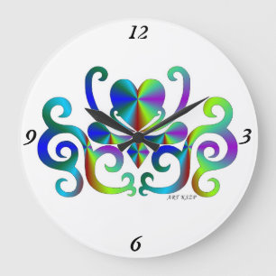 Rainbow Lily und Heart Große Wanduhr