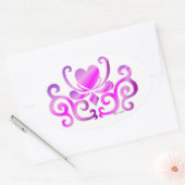 Rainbow Lily und Heart Ovaler Aufkleber (Umschlag)