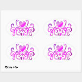 Rainbow Lily und Heart Ovaler Aufkleber (Blatt)