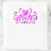 Rainbow Lily und Heart Ovaler Aufkleber (Tasche)