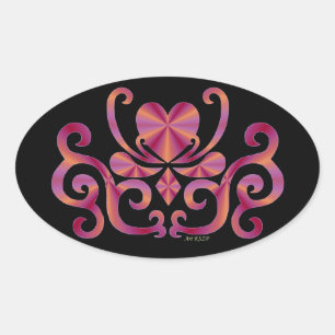 Rainbow Lily und Heart Ovaler Aufkleber