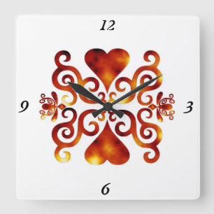 Rainbow Lily und Heart Quadratische Wanduhr