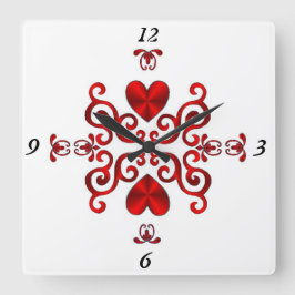 Rainbow Lily und Heart Quadratische Wanduhr