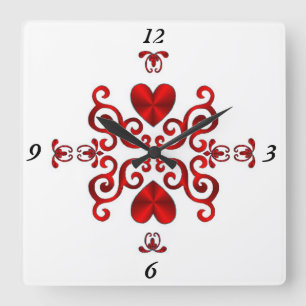 Rainbow Lily und Heart Quadratische Wanduhr