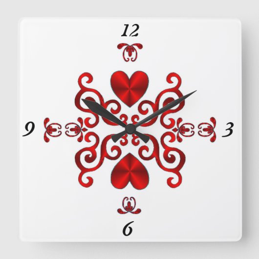 Rainbow Lily und Heart Quadratische Wanduhr (Vorderseite)