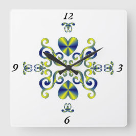 Rainbow Lily und Heart Quadratische Wanduhr