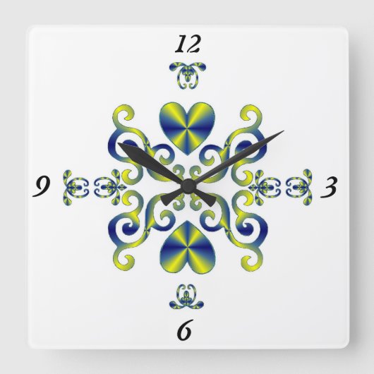 Rainbow Lily und Heart Quadratische Wanduhr (Vorderseite)