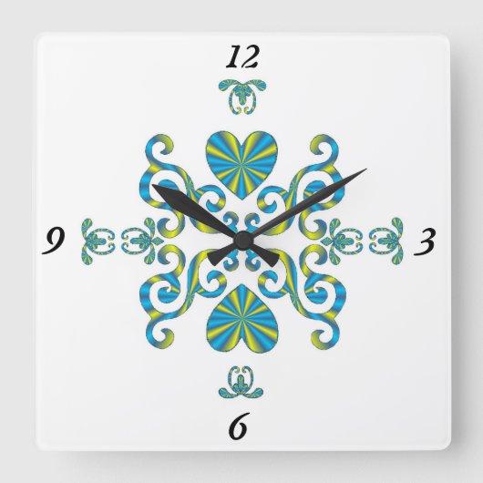 Rainbow Lily und Heart Quadratische Wanduhr (Vorderseite)