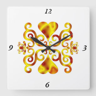 Rainbow Lily und Heart Quadratische Wanduhr