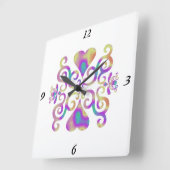 Rainbow Lily und Heart Quadratische Wanduhr (Winkel)
