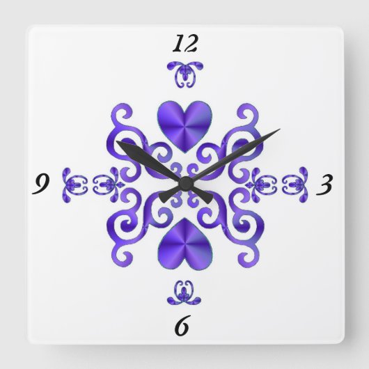 Rainbow Lily und Heart Quadratische Wanduhr (Vorderseite)