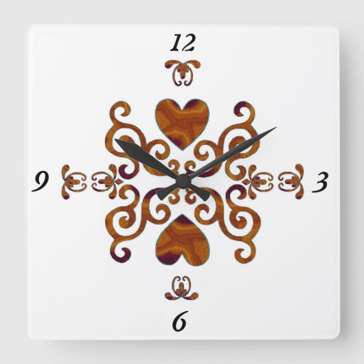 Rainbow Lily und Heart Quadratische Wanduhr (Vorderseite)