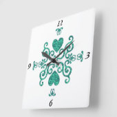 Rainbow Lily und Heart Quadratische Wanduhr (Winkel)