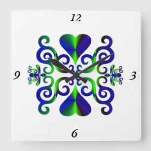 Rainbow Lily und Heart Quadratische Wanduhr
