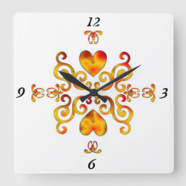 Rainbow Lily und Heart Quadratische Wanduhr