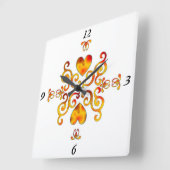 Rainbow Lily und Heart Quadratische Wanduhr (Winkel)