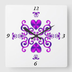 Rainbow Lily und Heart Quadratische Wanduhr