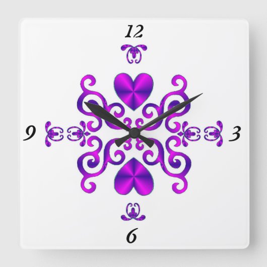 Rainbow Lily und Heart Quadratische Wanduhr (Vorderseite)