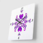 Rainbow Lily und Heart Quadratische Wanduhr (Winkel)