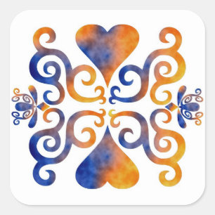 Rainbow Lily und Heart Quadratischer Aufkleber