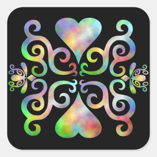 Rainbow Lily und Heart Quadratischer Aufkleber (Vorderseite)