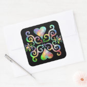 Rainbow Lily und Heart Quadratischer Aufkleber (Umschlag)