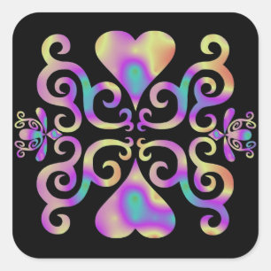 Rainbow Lily und Heart Quadratischer Aufkleber