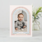 Rainbow Line Arch Birth Announcement Einladung (Stehend Vorderseite)