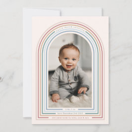 Rainbow Line Arch Birth Announcement Einladung