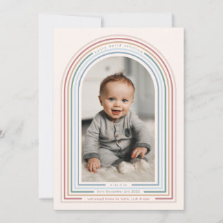 Rainbow Line Arch Birth Announcement Einladung