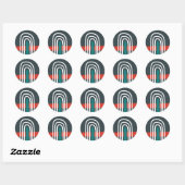 Rainbow Line Art, abstraktes boho Design Runder Aufkleber (Blatt)