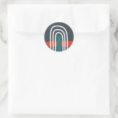 Rainbow Line Art, abstraktes boho Design Runder Aufkleber (Tasche)