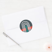 Rainbow Line Art, abstraktes boho Design Runder Aufkleber (Umschlag)