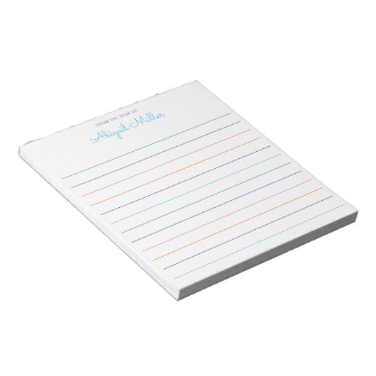 Rainbow Lined Personalisiert Notepad Notizblock (angewinkelt)