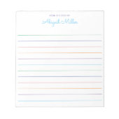 Rainbow Lined Personalisiert Notepad Notizblock (Vorderseite)