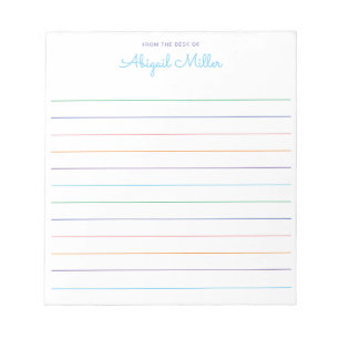 Rainbow Lined Personalisiert Notepad Notizblock