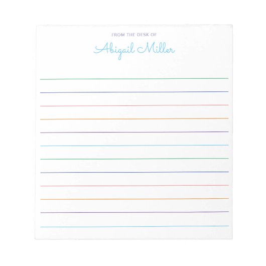 Rainbow Lined Personalisiert Notepad Notizblock (Vorderseite)