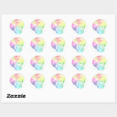 Rainbow Lines Sugar Skull in Love Runder Aufkleber (Blatt)