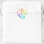Rainbow Lines Sugar Skull in Love Runder Aufkleber (Tasche)