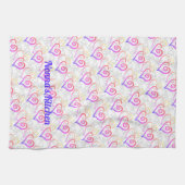 Rainbow Linked Heart Art Custom Kittuch Geschirrtuch (Horizontal)