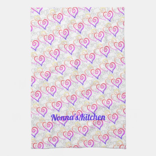 Rainbow Linked Heart Art Custom Kittuch Geschirrtuch (Vertikal)