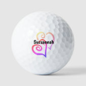 Rainbow Linked Heartname Custom Golfball (Vorderseite)